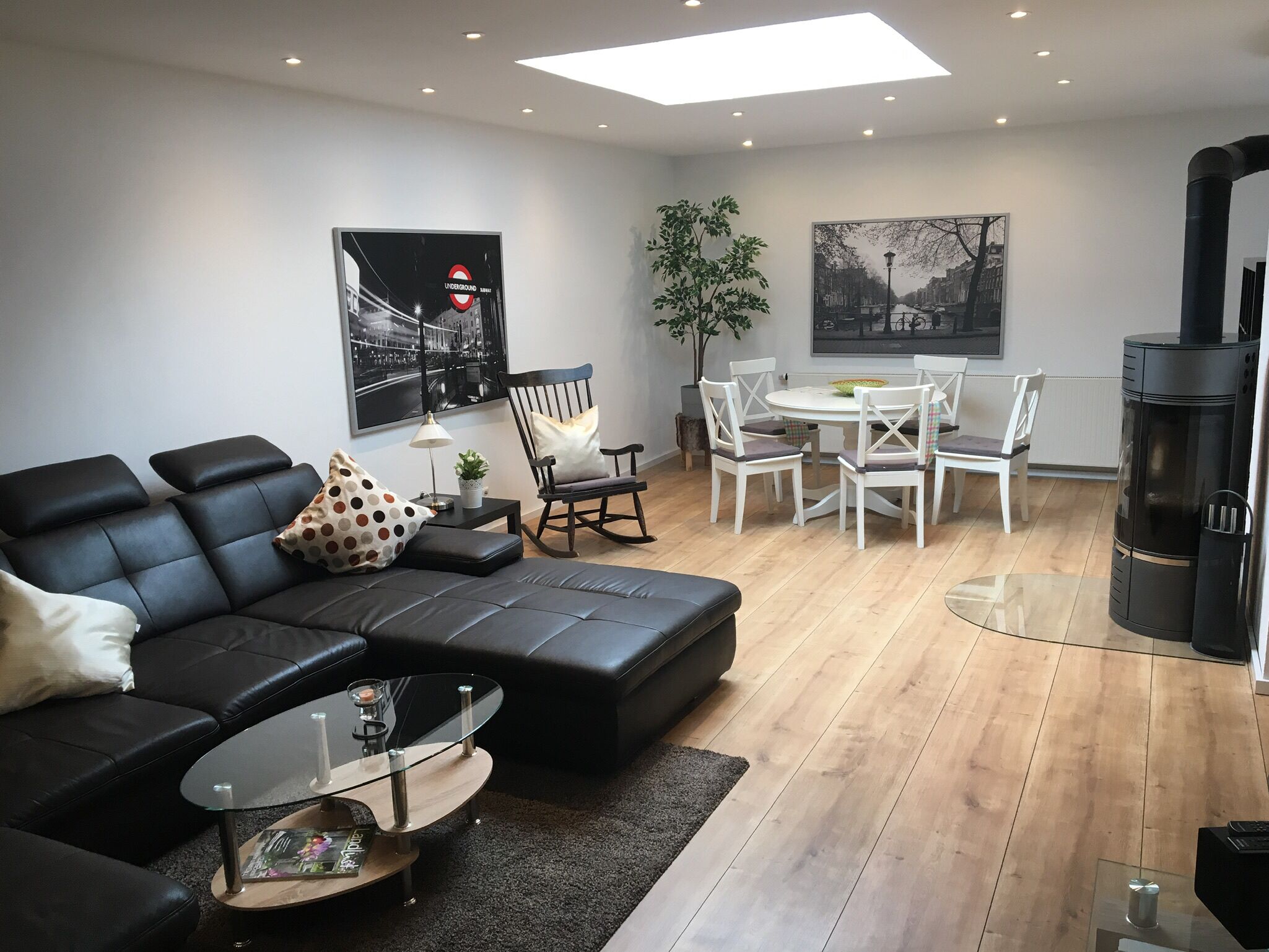 TV, fireplace, video games, music library