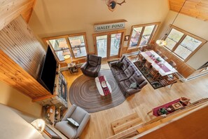 TV, fireplace, table football, ping pong - A Beauty At Sunrise - Water View of Haley Pond a mile from downtown Rangeley (Rangeley)