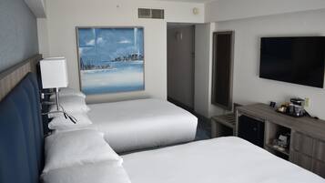 Room, 2 Double Beds | In-room safe, desk, laptop workspace, blackout drapes