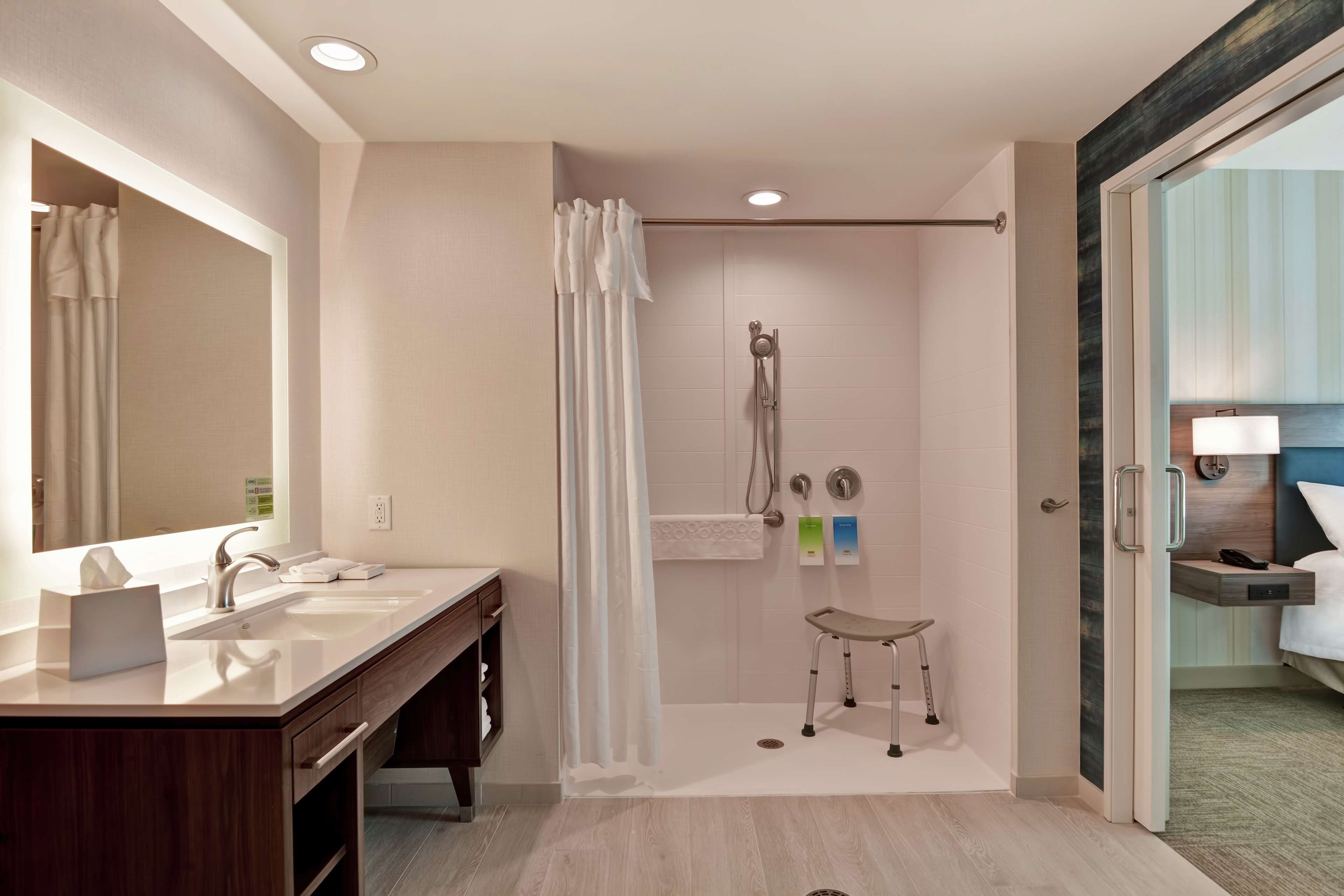 suite, 1 king bed, accessible (roll-in shower) | bathroom shower