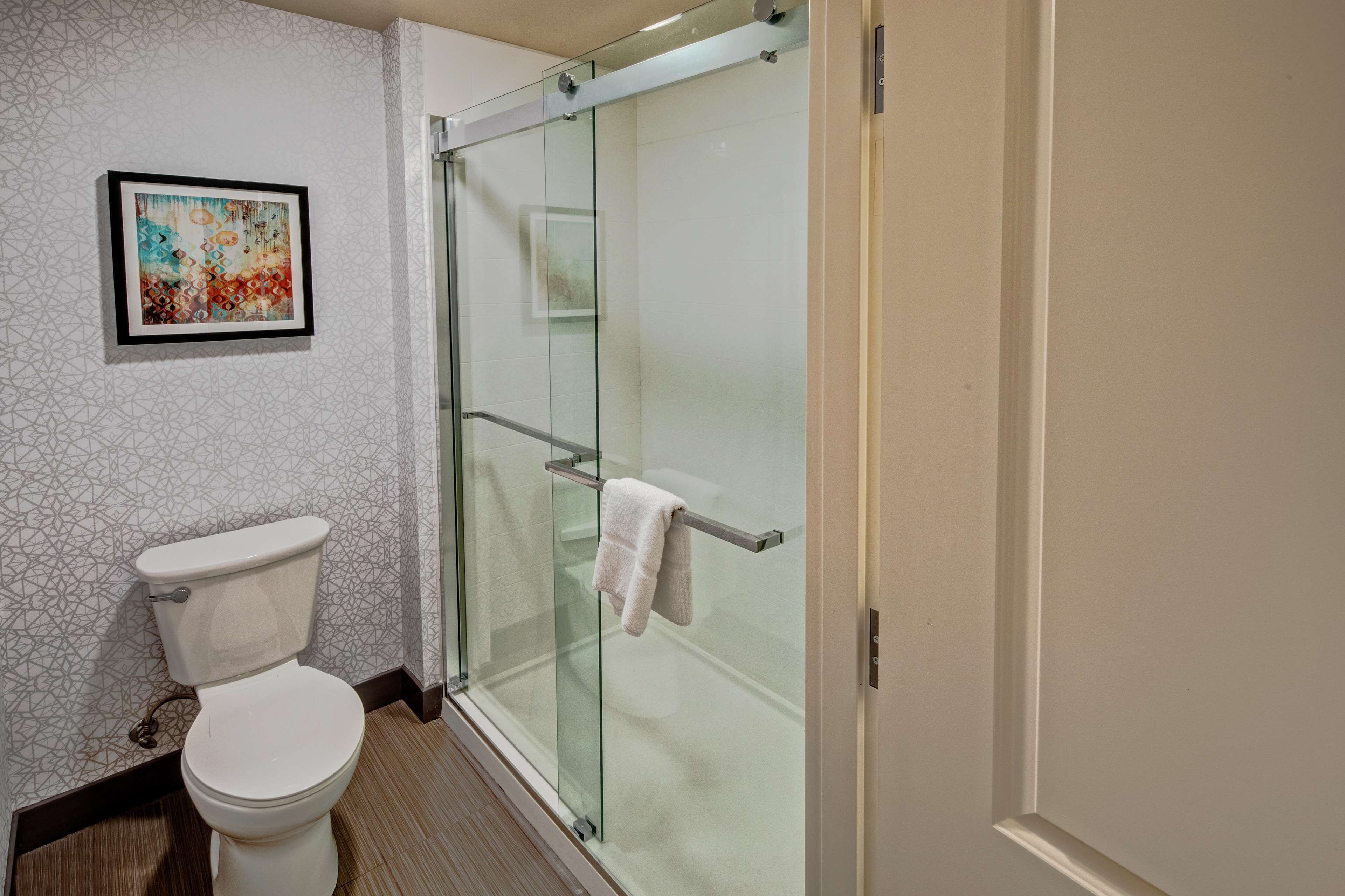 studio, 1 king bed, refrigerator & microwave (wet bar) | bathroom shower