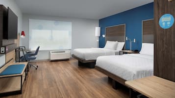 Desk, blackout drapes, iron/ironing board, free cribs/infant beds