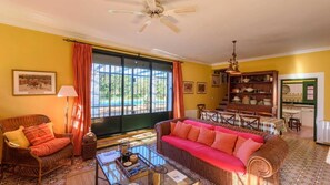 Télévision, cheminée, livres, médiathèque