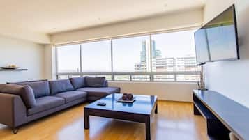 TV, books, stereo, offices