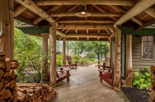 Adirondack Great Camp style home on beautiful Blue Mountain Lake