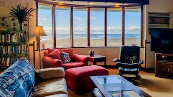 Fernseher, Kamin, DVD-Player, Bücher