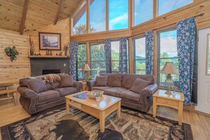 TV, fireplace, DVD player - River View: View of River, Hot Tub, Wifi, Games, near Pigeon Forge & Gatlinburg (Sevierville)