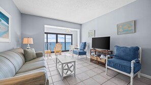 TV - Beachfront condo with glass-enclosed balcony ~ Basic furnishings (Gulf Shores)