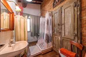 Shower, hair dryer, bathrobes, bidet