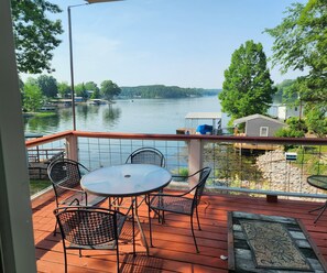 Outdoor dining - Beautiful, LAKEFRONT Home at Lake of Egypt! Private dock, boat house and Beach! (Creal Springs)