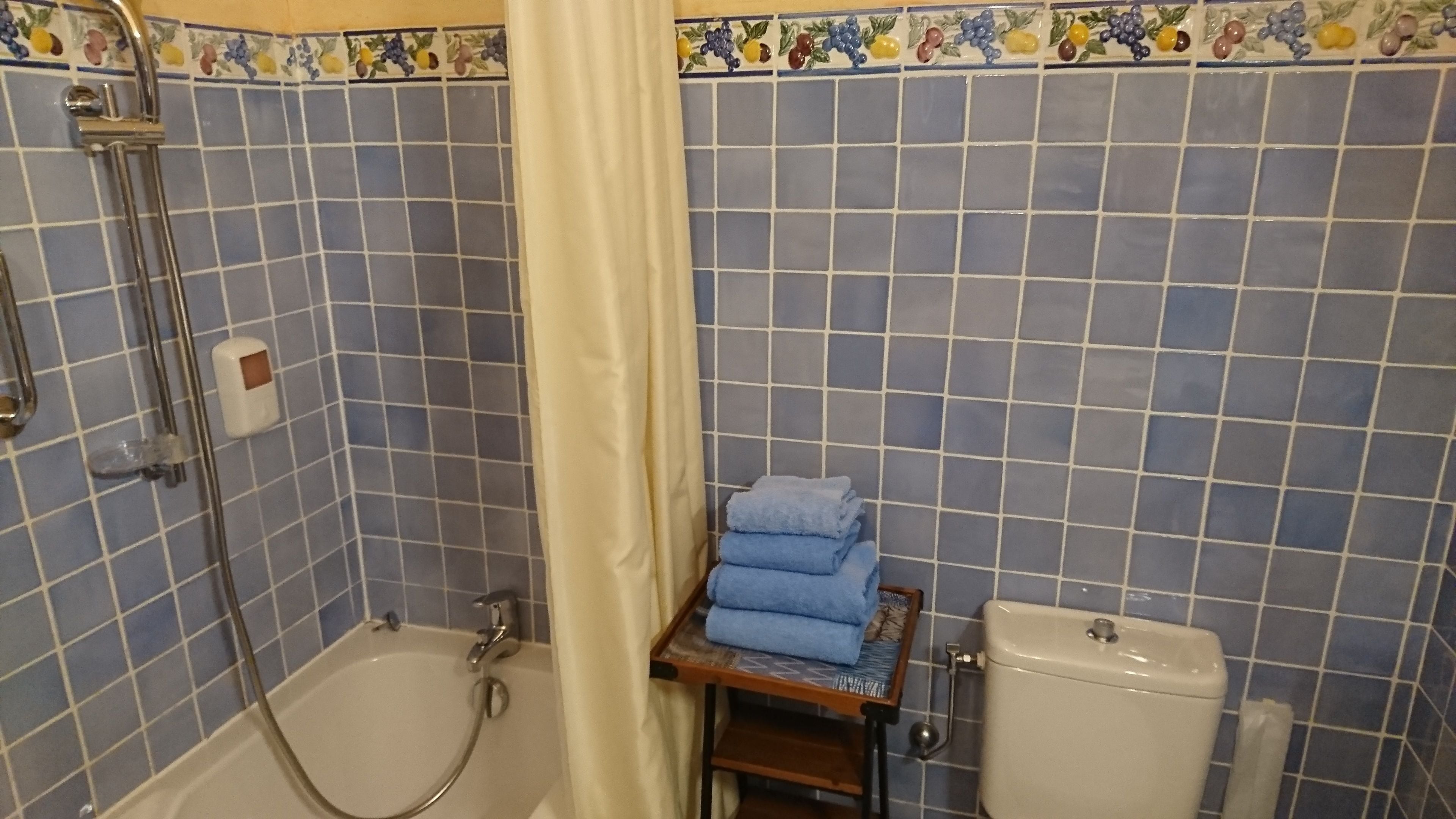comfort room, lake view | bathroom | combined shower/bathtub, hair dryer, towels