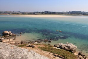 Plage, chaises longues
