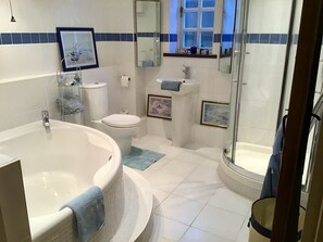 Secador de cabelo, toalhas de banho, papel higiênico 