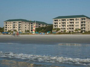 On the beach, beach towels