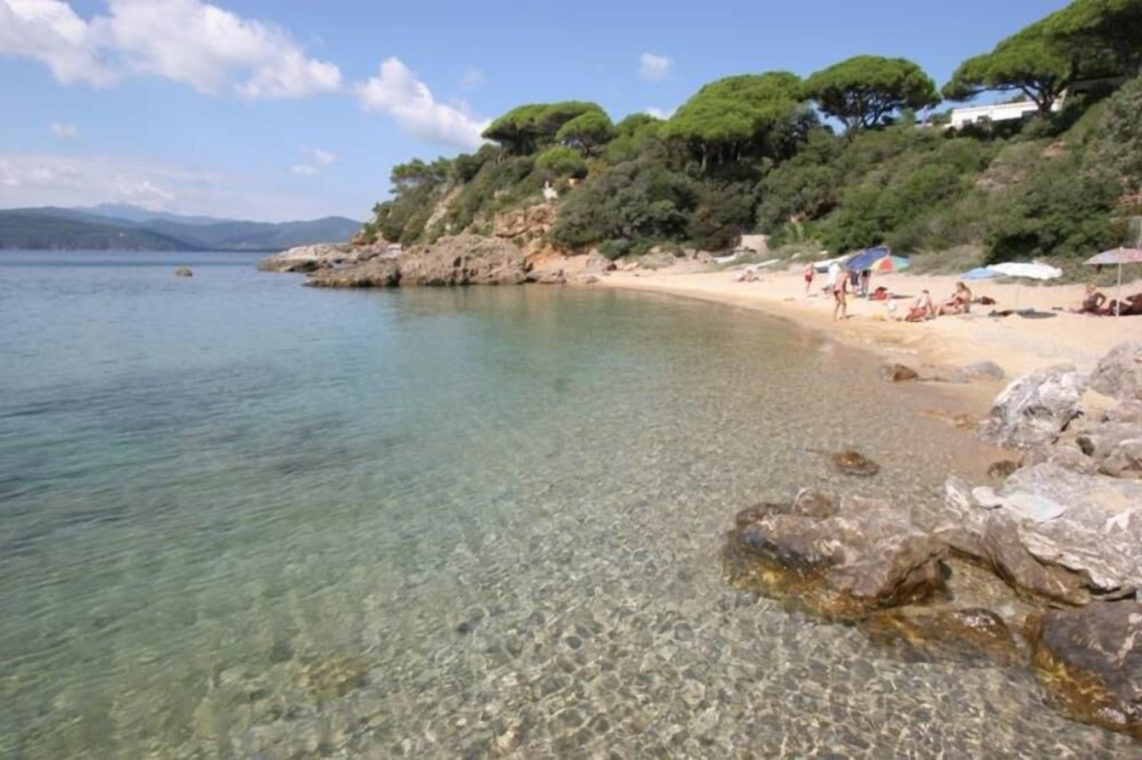 On the beach, sun loungers