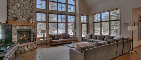 Smart TV, fireplace, table football