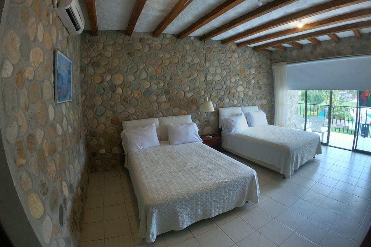 Standard Double Room, 2 Double Beds, Non Smoking | Iron/ironing board, bed sheets