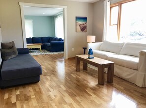 TV, DVD player, books, video library