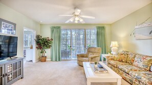 Flat-screen TV, DVD player