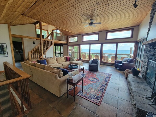 Fireplace, video game console, DVD player