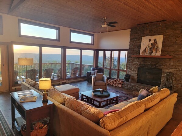 Fireplace, video game console, DVD player