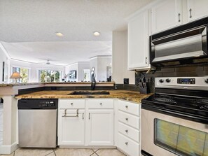 Fridge, microwave, oven, dishwasher - 501 Windsor Place ~ Enjoy 5th Floor Ocean Views from Updated 2br Villa! (Hilton Head Island)