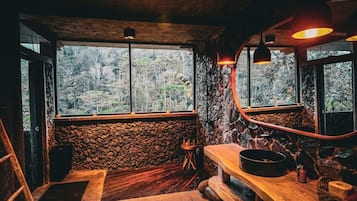 Deluxe Tent, 1 King Bed, Private Bathroom, Mountain View | Bathroom | Free toiletries, towels, soap, shampoo