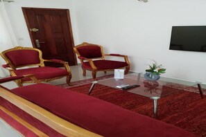50-inch flat-screen TV with satellite channels, TV