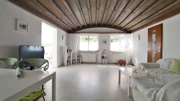 TV, livros, biblioteca musical, aparelho de som