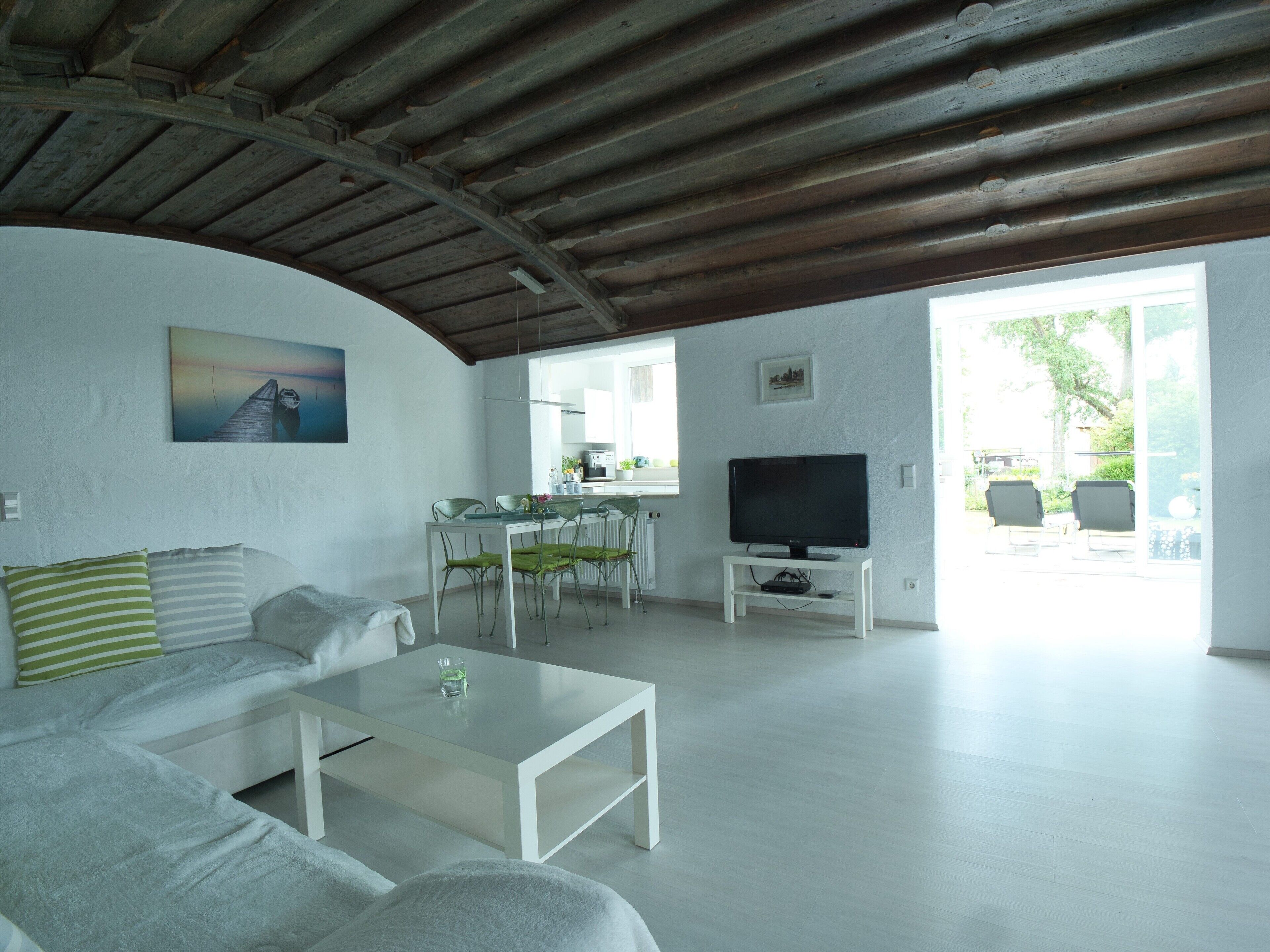 TV, books, music library, stereo