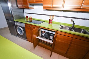 Fridge, microwave, oven, dishwasher