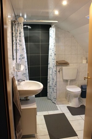 Dusche, Handtücher, Toilettenpapier