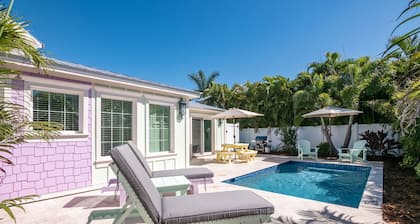 Retro Style Home with Large Pool Close to Downtown Holmes Beach and Walk to Beach!