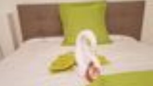 A bed with a green pillow and a white blanket. - RENTAL 5 ROOM SUN HOLLIDAYS ANY COMFORT SAINTE-ANNE GUADELOUPE (Sainte-Anne)