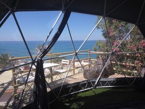 Outdoor dining - Eremo di Montevergine : Seaview Dome, suspended between sky and sea (Forio)