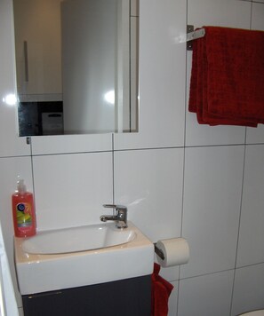 Shower, hair dryer, towels, soap - Studio Apartment 30m2, air-conditioning (Vienna)