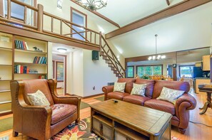 TV, fireplace, video games, DVD player