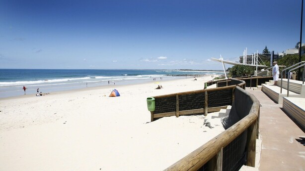 A beach with a wooden walkway leading to a viewing platform. - San Clemente No. 2. 24 Orvieto Terrace (Kings Beach)