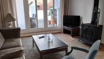 Fernseher, Kamin, Videospiele, DVD-Player