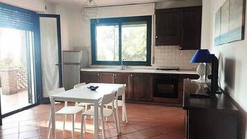 Fridge, oven, stovetop, electric kettle