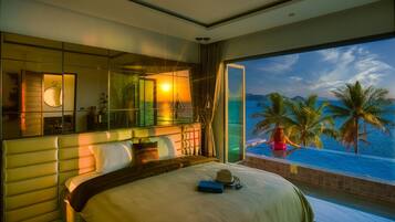 Luxury Villa, 1 Katil Raja (King), Sea View | Peralatan tempat tidur premium, bar mini, peti besi dalam bilik