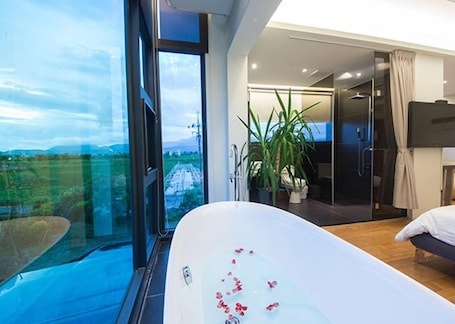 Ducha, artículos de tocador gratuitos, secador de pelo, pantuflas