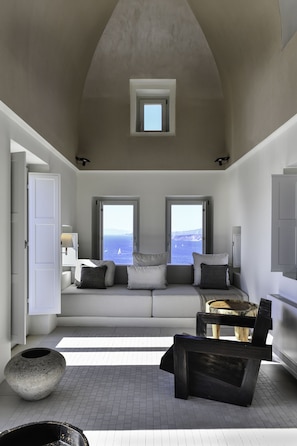 Grand Villa, Private Pool, Sea View | Living area | Flat-screen TV - Arota Exclusive Villas (Santorini)