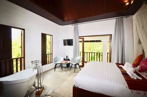 King Room with River View | In-room safe, iron/ironing board, free WiFi, bed sheets - Moonlight Champa Riverview (Luang Prabang)