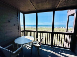 Outdoor dining - Experience Tilghman Beach and Racquet Club Unit 122! Oceanfront, Pools, Tennis, Close to Main Street! (North Myrtle Beach)