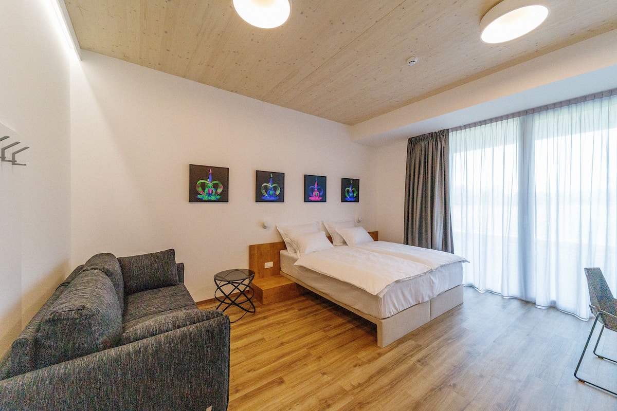 Leilighet, 1 soverom, terrasse, parkutsikt | Minibar, safe på rommet, blendingsgardiner og lydisolert