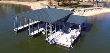 Awesome dock with boat slip available. 