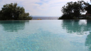 Seasonal outdoor pool, open 8:30 AM to 9:30 AM, pool umbrellas