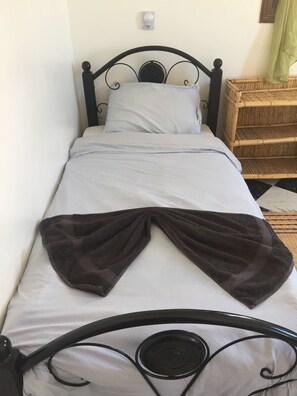 Blackout curtains, free WiFi, bed sheets