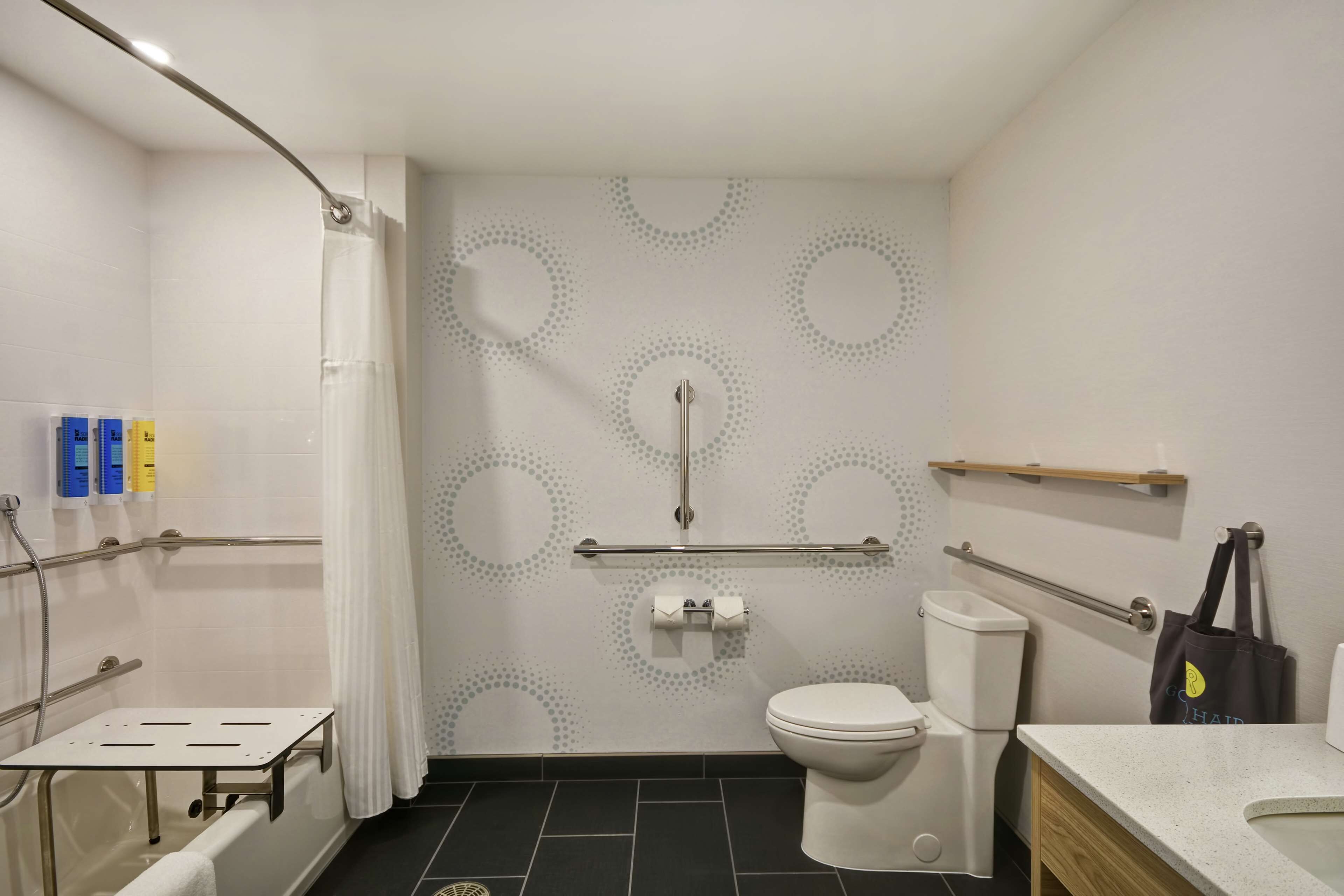 shower, designer toiletries, hair dryer, bathrobes